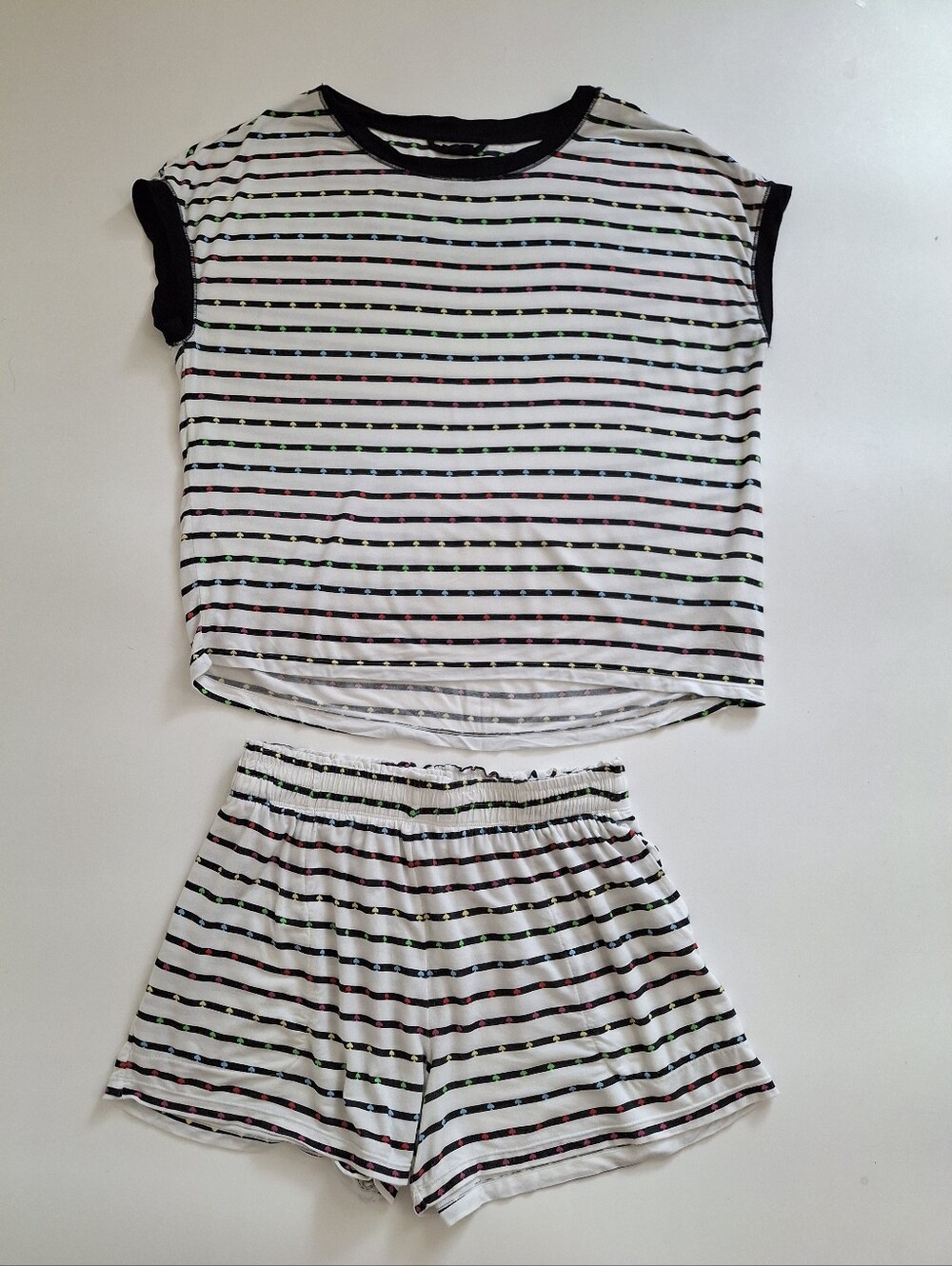 Kate Spade Modal T-shirt Style Striped Shorts Pajama Set Size XS